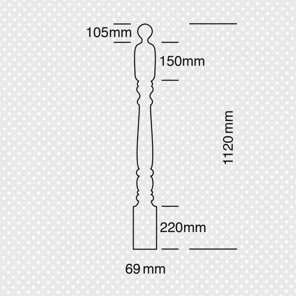 Κολώνα τόρνου 69x69x1120χιλ. - Image 2