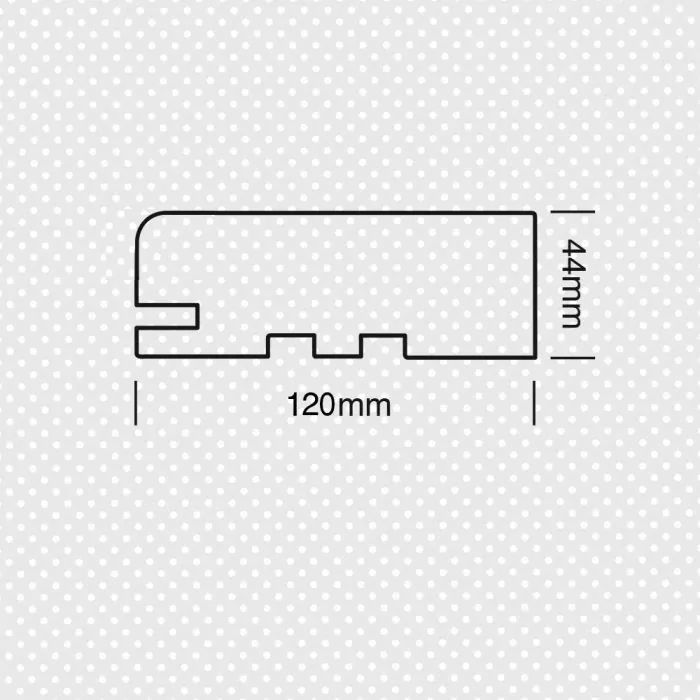 Κάσα ίσια μασίφ για συρόμενη πόρτα για κουμπωτό περβάζι 44x120χιλ.