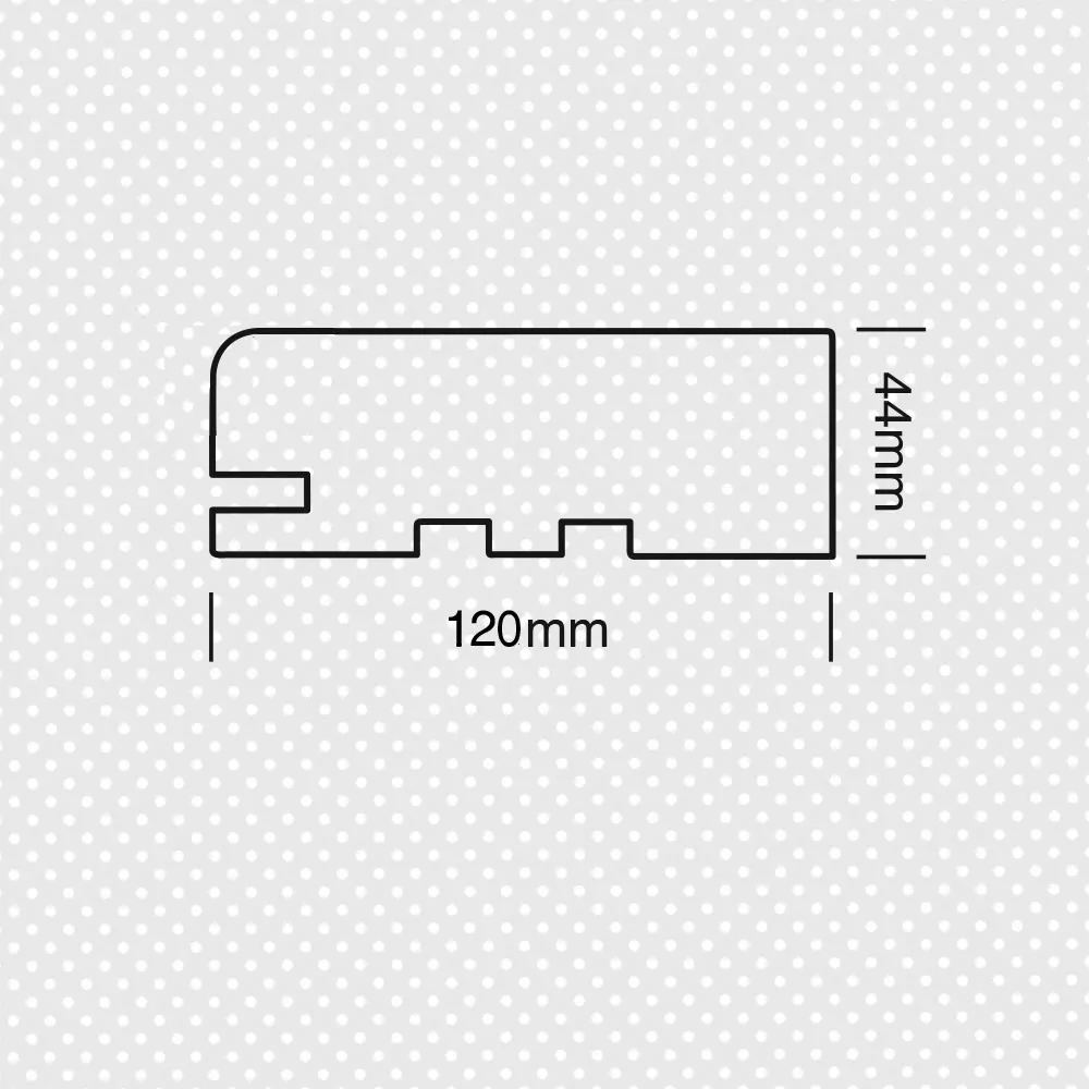 Κάσα ίσια μασίφ για συρόμενη πόρτα για κουμπωτό περβάζι 44x120χιλ.