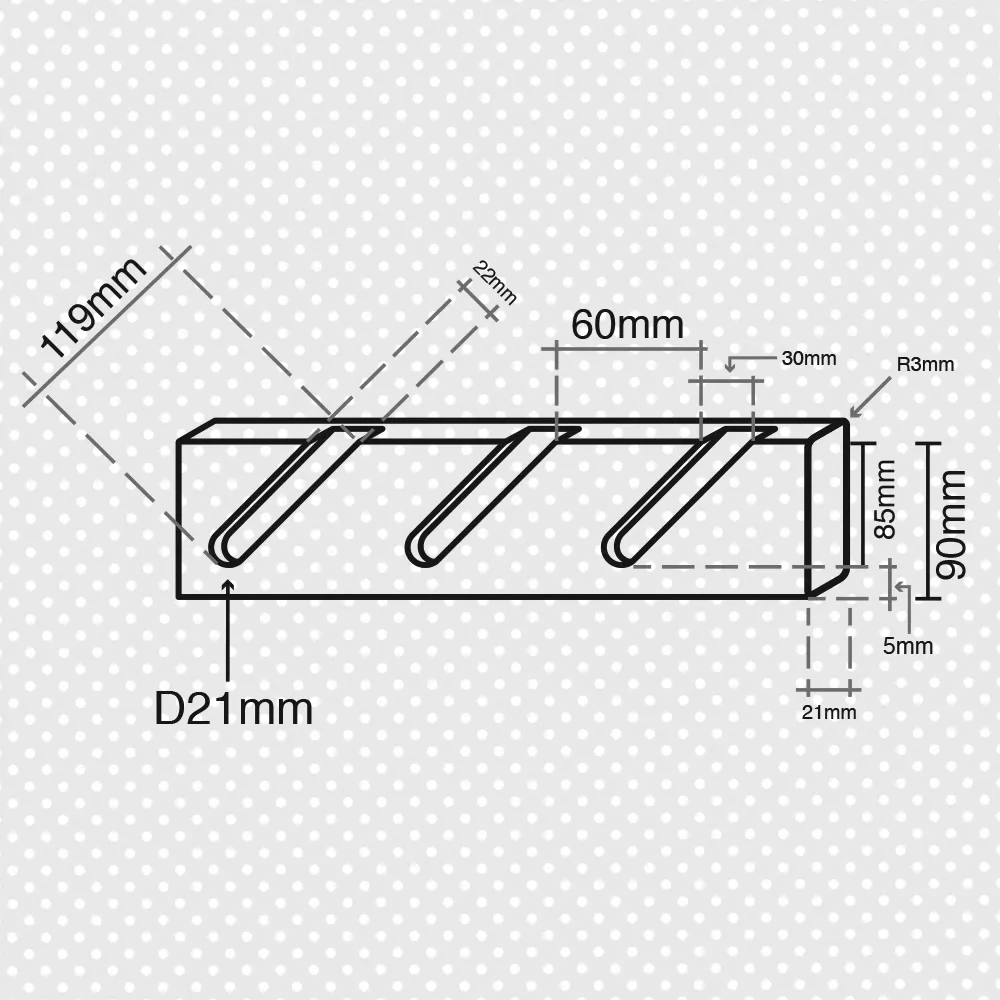 Στήριγμα περσίδας 21x90χιλ. Φ21/45°/10,5 - Image 2
